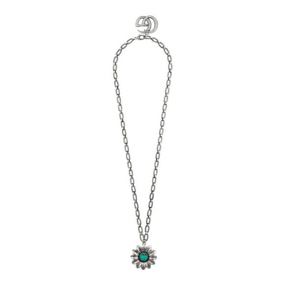 Gucci Marmont Double G Flower Necklace Blue/Silver - Picture 1 of 11